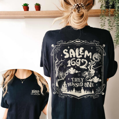 Salem 1692 They Missed One Comfort Colors Shirt, Salem Witch Trials 1692 shirt, 2 Sided Halloween Witch Shirt