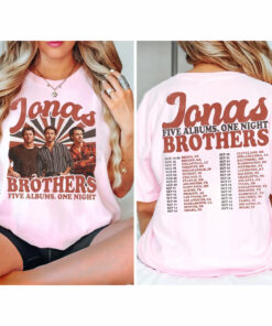 Jonas Brothers Double Sided Tshirt, Jonas Brothers Tour Shirt, Jonas Brothers Five Albums One Night TShirt