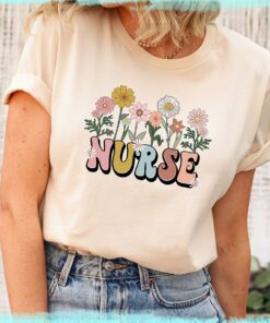 Wildflowers Nurse Shirt, Nurse Shirt For Work RN Nurse Shirt Registered Nurse Shirt