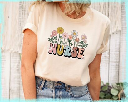 Wildflowers Nurse Shirt, Nurse Shirt For Work RN Nurse Shirt Registered Nurse Shirt