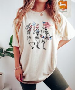 Dancing Skeletons 4th of July Shirt, Happy 4th of July Shirt, Skeleton Fireworks T-Shirt