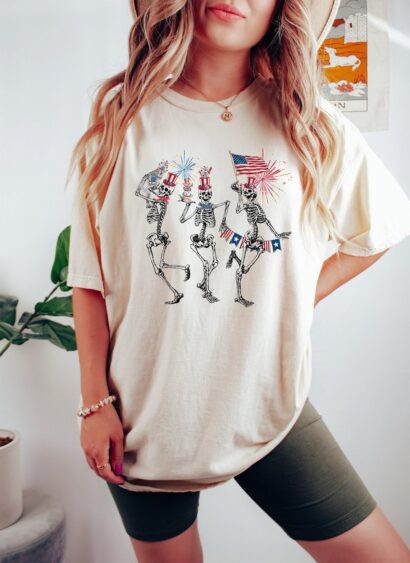 Dancing Skeletons 4th of July Shirt, Happy 4th of July Shirt, Skeleton Fireworks T-Shirt