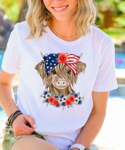 Highland Cow 4th Of July Shirt, Highland Cow T-Shirt, Happy 4th Of July Shirt