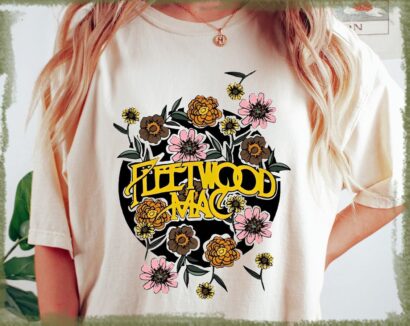 Fleetwood Mac Tshirt, Vintage Floral Retro Band Graphic Tee