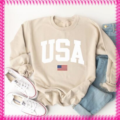 US Flag Patriotic Sweatshirt , 4th of July Parade Sweater, Fourth of July Party