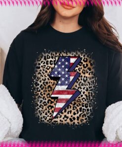 Lightning Bolt Leopard America Shirt, 4th Of July Shirt, Independence Day Shirt