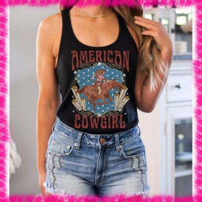 American Cowgirl tank top, Cowboy Shirt, Western Shirt, 4th Of July Shirt