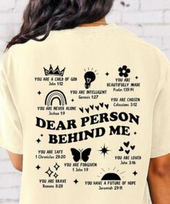 Dear Person Behind Me Bible Affirmations tee, Christian Self Love tee, Jesus Doodle shirt