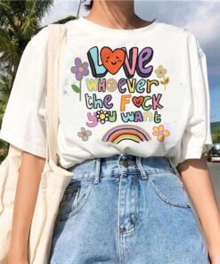 Love Whoever the F you want, LGBQT Shirt, Pride Month Shirt, LGBT Shirt, Rainbow Shirt, Retro Frog Shirt, Gay Pride Trendy Tshir