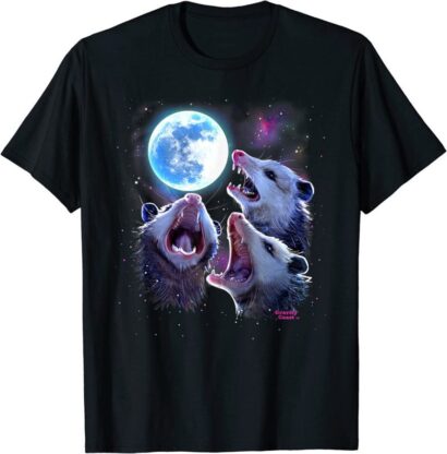 Three Possums Howling at Moon shirt, Like 3 Wolves T-shirts, Opossum Lover t-shirt