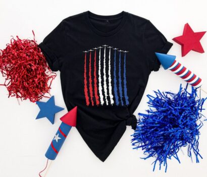 Red White Blue Air Force Flyover T-shirt, Red white and blue, 4th of july shirt