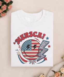 American Flag Smiley shirt, 4th of July shirt, American Smiley shirt