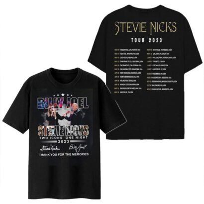 Billy Joel T-shirt, 2023 Billy Joel Stevie Nick Two Icons One Night Shirt