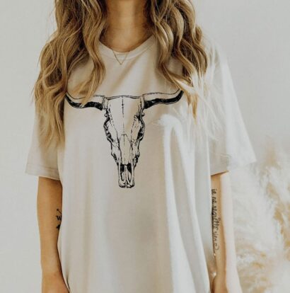 Boho Cow Skull Shirt, Howdy shirt, Wild west Shirt