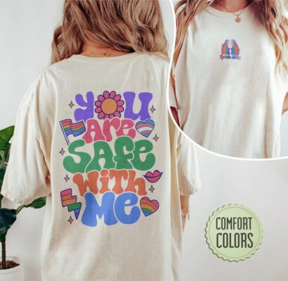 You Are Safe With Me Comfort Colors Shirt, Pride Ally Comfort Colors, Ally Shirt