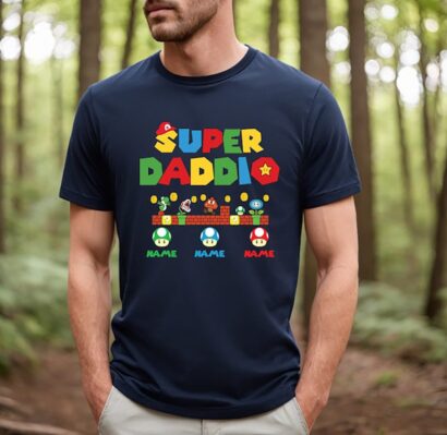 Personalized Super Daddio Game Shirt, Custom Kids Name Dad Shirt, Funny Father's Day Daddio Shirt