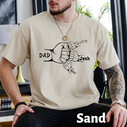 Personalized Papa T Shirt, Custom Grandpa Tee Shirt Kids Grab Papa Hands