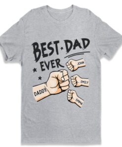 Personalized Father's Day Fist Bump Set T-Shirt, The Best Dad Ever Kids Daddy Fist Bump Shirt, Custom Name Shirt