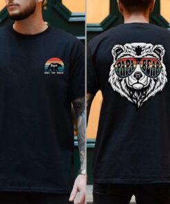 Retro Papa Bear Shirt, Custom Dad Shirt With Kids Names, Father's Day Shirt