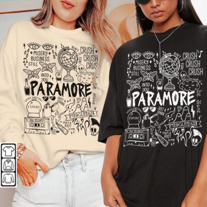 Paramore Doodle Art Shirt, Vintage Paramore Comfort Colors Shirt, Paramore Tattoo Tour 2023