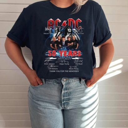 AC/DC Band Signature 50 Years Shirt, ACDC Anniversary 1973-2023 Tee