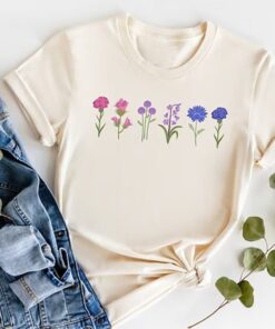 Bi Pride Shirt, Bisexual Wildflower Pride Tee, Subtle Bisexual Flag Tshirt, Flower LGBTQ Outfit