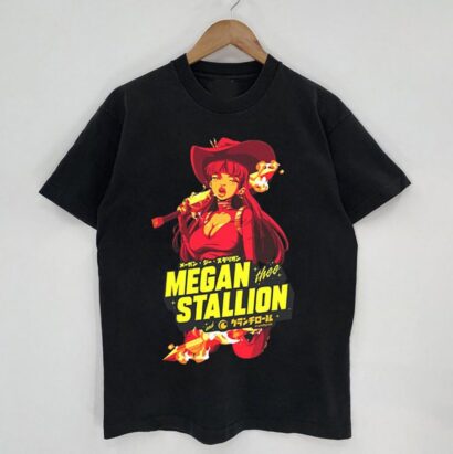 Megan Stallion Shirt, Megan Anime Cool Black T-Shirt, Megan Shirt, Music RnB Hiphop Rapper Shirt