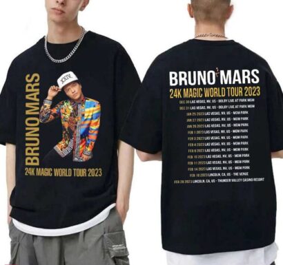 Bruno Mars 24K Magic 2 Sides Tour T-Shirt, Bruno Mars Music Shirt