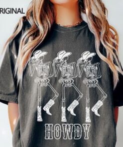 Howdy Cowboy Tee, Skeleton Cowboy Tee, Dancing Skeleton Tee, Boho Tee, Comfort Colors Tee