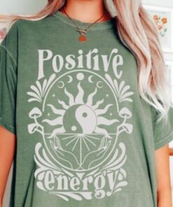 Positive Energy Tee, Retro Style T-Shirt, Hippie, Yin Yang Tee, Comfort Colors T-shirt