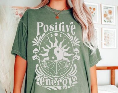 Positive Energy Tee, Retro Style T-Shirt, Hippie, Yin Yang Tee, Comfort Colors T-shirt