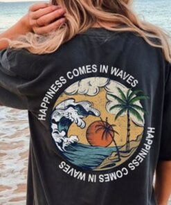 Happiness Comes in Waves Tee, Summer Graphic Tee, BeachT-shirt, Boho Tee, Comfort Colors Tee