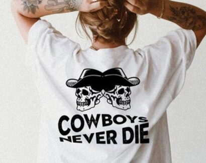 Cowboys Never Die Tee, Skeleton Cowboy Tee, Dancing Skeleton Tee, Boho Tee, Comfort Colors Tee