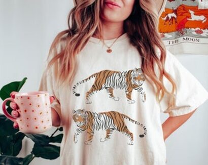 Tiger T-shirt, Tiger Graphic Tee, Tiger Tee Boho Shirt, Celestial, Vintage -shirt, Comfort Colors T-shirt,