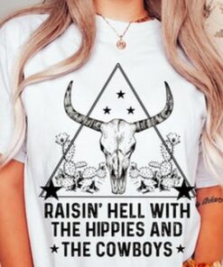 Raisin Hell with the Hippies and the Cowboys Tee, Comfort Colors T-shirt, Size up for Oversized