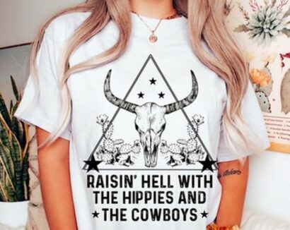 Raisin Hell with the Hippies and the Cowboys Tee, Comfort Colors T-shirt, Size up for Oversized