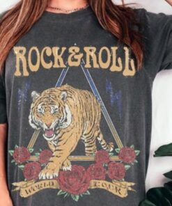 Rock and Roll Tee, Rock N Roll T-shirt, Concert Tee, Tiger Tee, , Comfort Colors T-shirt