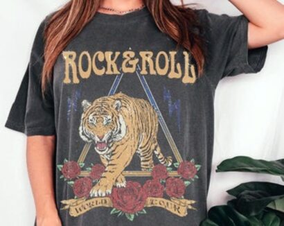 Rock and Roll Tee, Rock N Roll T-shirt, Concert Tee, Tiger Tee, , Comfort Colors T-shirt