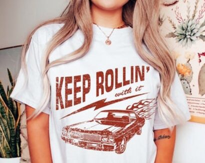 Keep Rollin With It T-shirt Tee, 70s style, Comfort Colors T-shirt, Peace Tee, Hippie Boho Tee