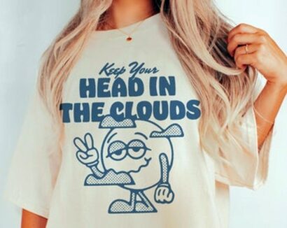 Keep Your Head in the Clouds Tee, Retro Style T-Shirt, Skeleton Tee Hippie Tee Tee, Comfort Colors T-shirt