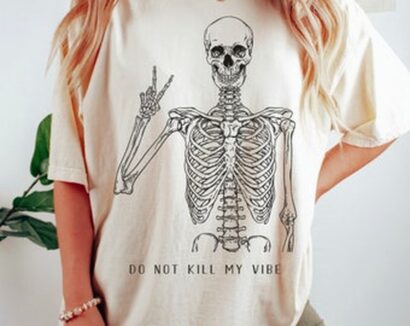 Do not kill my Vibe T-shirt. Skeleton Peace Tee, Good Vibes tee, Hippie T-shirt, Comfort Colors T-shirt,