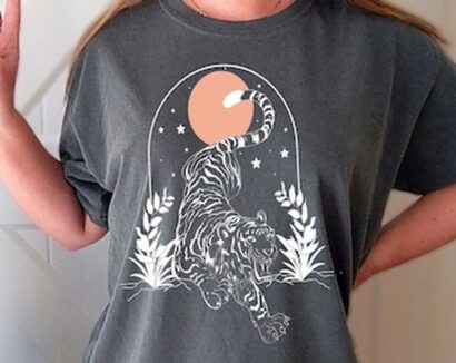 Tiger Moon Boho T-shirt, Tiger Tee, Mystical T-shirt, Shirt, Celestial, Comfort Colors T-shirt