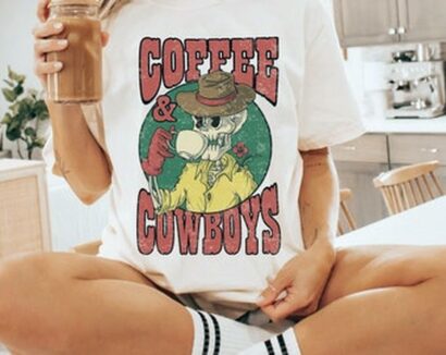 Coffee & Cowboy Tee, Comfort Colors Tee, Skeleton Cowboy Tee, Coffee Skeleton Tee, Cute Cowboy Tee, Skeleton Cowboy T-shirt