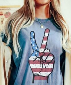 American Flag Peace Sign Tee, USA Tee, USA T-Shirt, Comfort Colors T-shirt