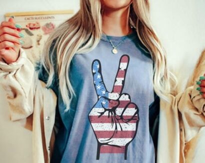 American Flag Peace Sign Tee, USA Tee, USA T-Shirt, Comfort Colors T-shirt