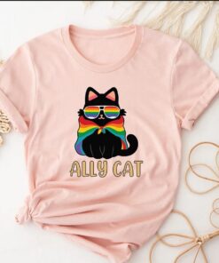 Pride Ally Cat Shirt, Retro Rainbow Colors Cat Ally Shirt, Cat Pride Shirt