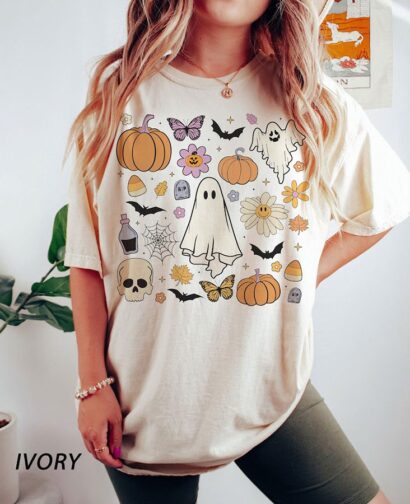 Comfort Colors® Halloween doodles t-shirt, Halloween sweatshirt