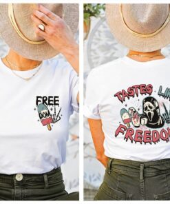 Retro Tastes Like Freedom Ghost Face Shirt, Horror Movie 4th of July T-shirt, Scream Ghost tshirt