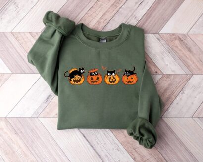 Cat Sweatshirt, Ghost Shirt, Cool Halloween Cat Shirt