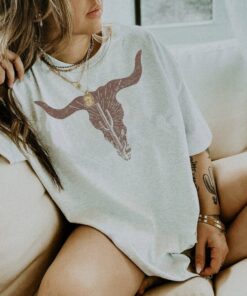 Cow Skull Desert Cactus Silhouette Shirt, Bull Skull Shirt